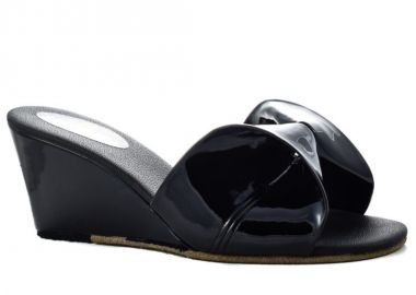 Παντόφλες γυναικείες | Υφαντίδης | Πλατφόρμες | 110180 | Μαύρο Λουστρίνι - Υφαντίδης - 